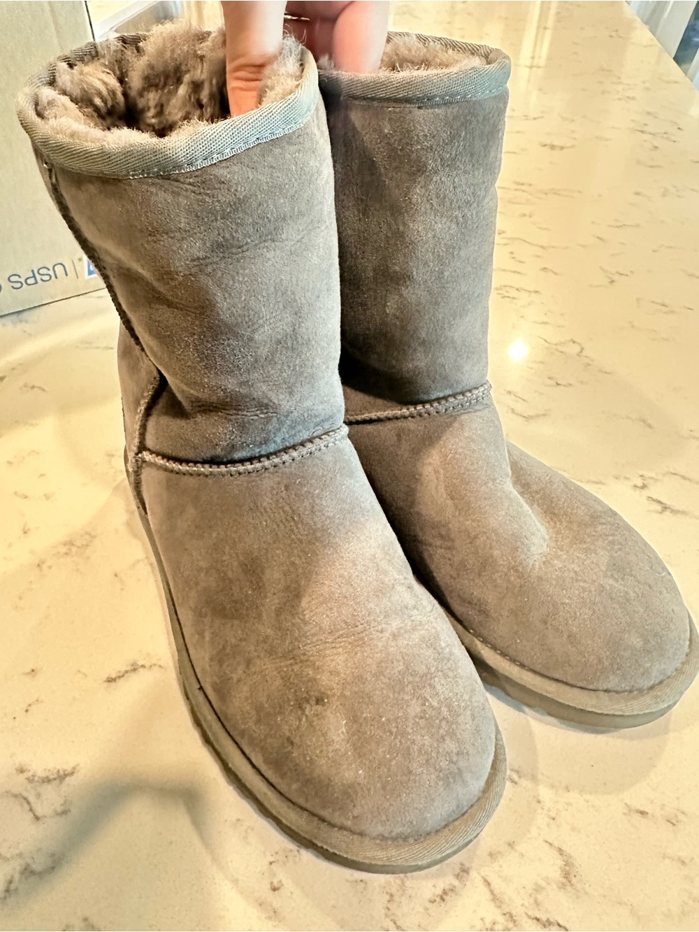 UGG Women's Shearling Suede Mid-Calf Boots in Gray